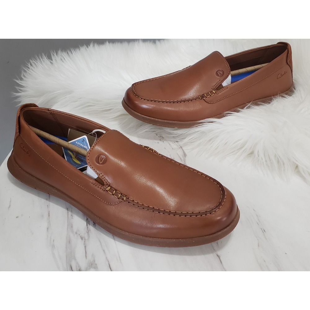 NEW NO BOX Size 10 Clarks Mens Flexway Step Tan Leather 26181976 loafer slip on